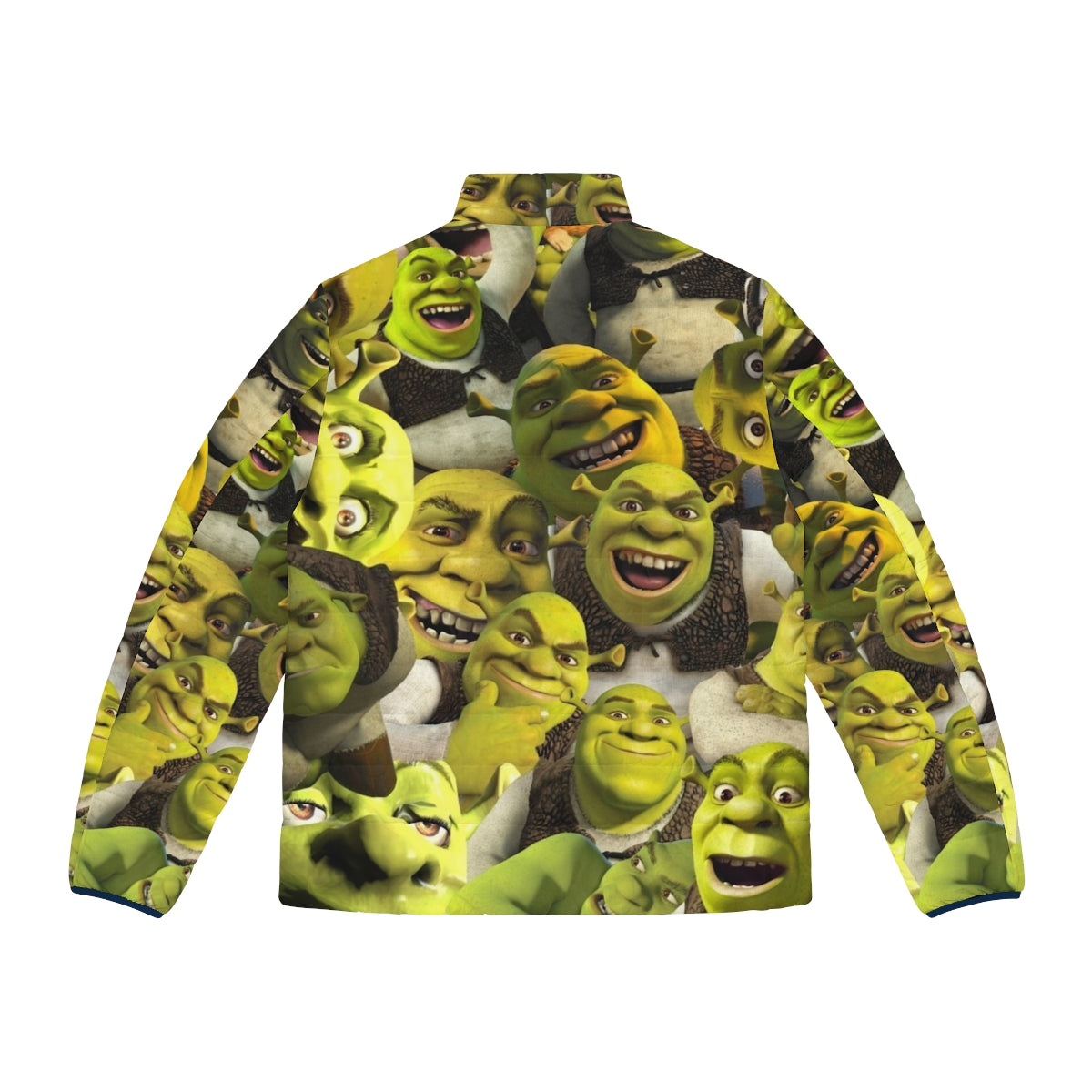 Shrek Collage Puffer Jacket featuring vibrant Shrek-inspired graphics and a playful, trendy design - Back