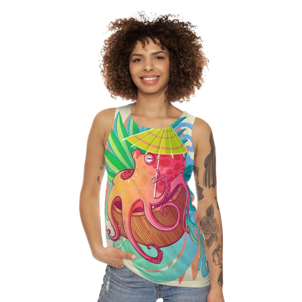 Octopus on the Beach Unisex Tank Top - women