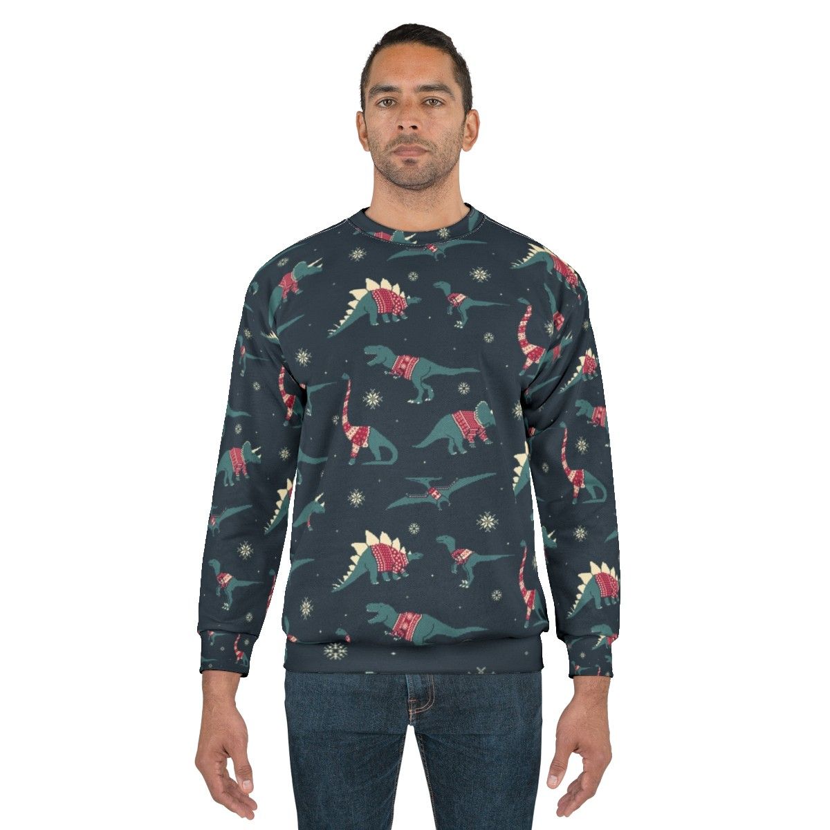 Dinos in Sweaters Festive Dinosaur Sweatshirt - men