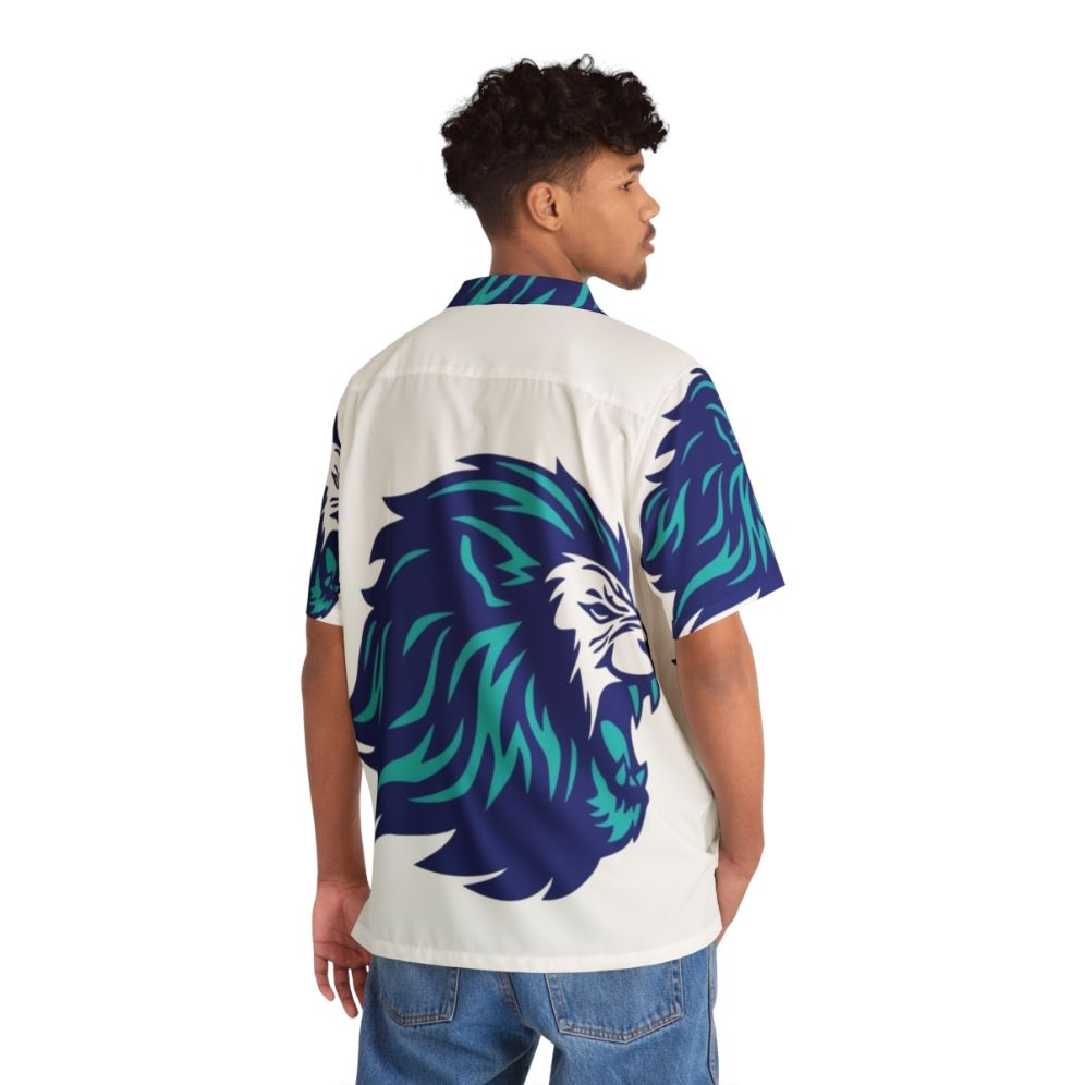 Tropical Blue Lion Animal Print Hawaiian Shirt - People Back