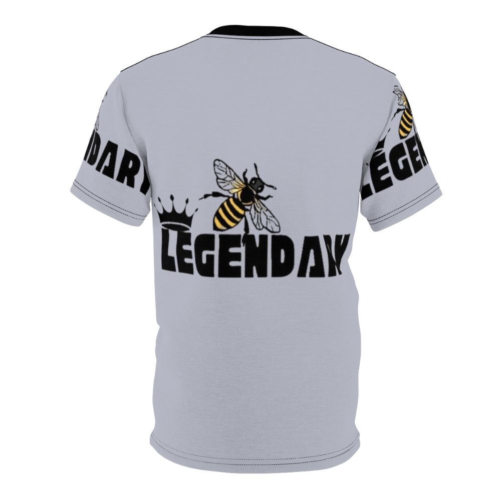 Colorful and creative t-shirt design featuring a bee with a "legendary" theme - Back