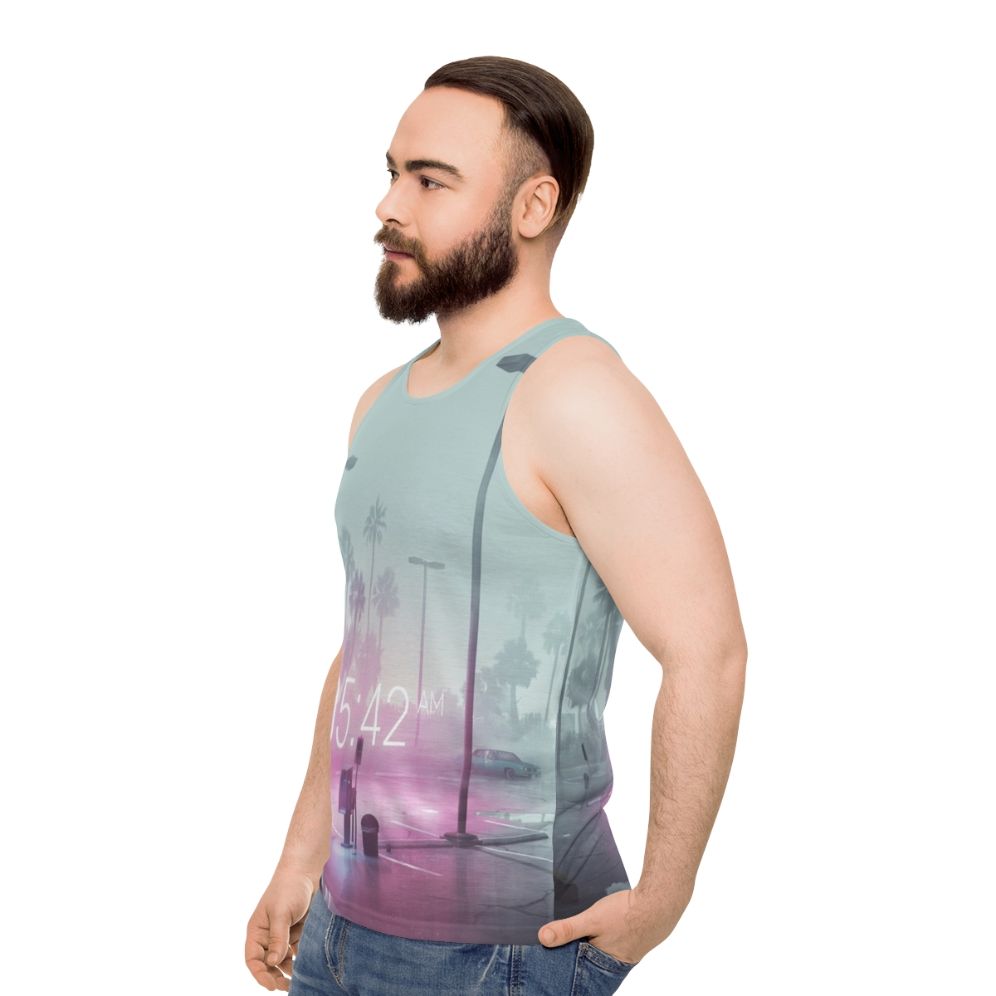 Retro 80s vaporwave synthwave neon tank top - men side