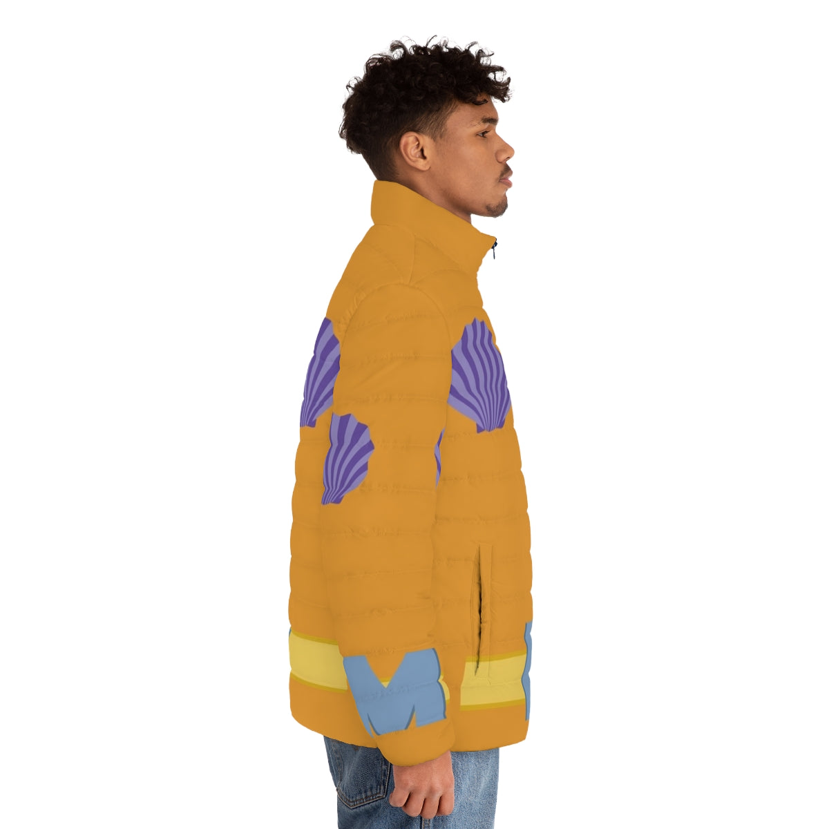 Mermaid Man puffer jacket with Spongebob Squarepants inspired design - men side right