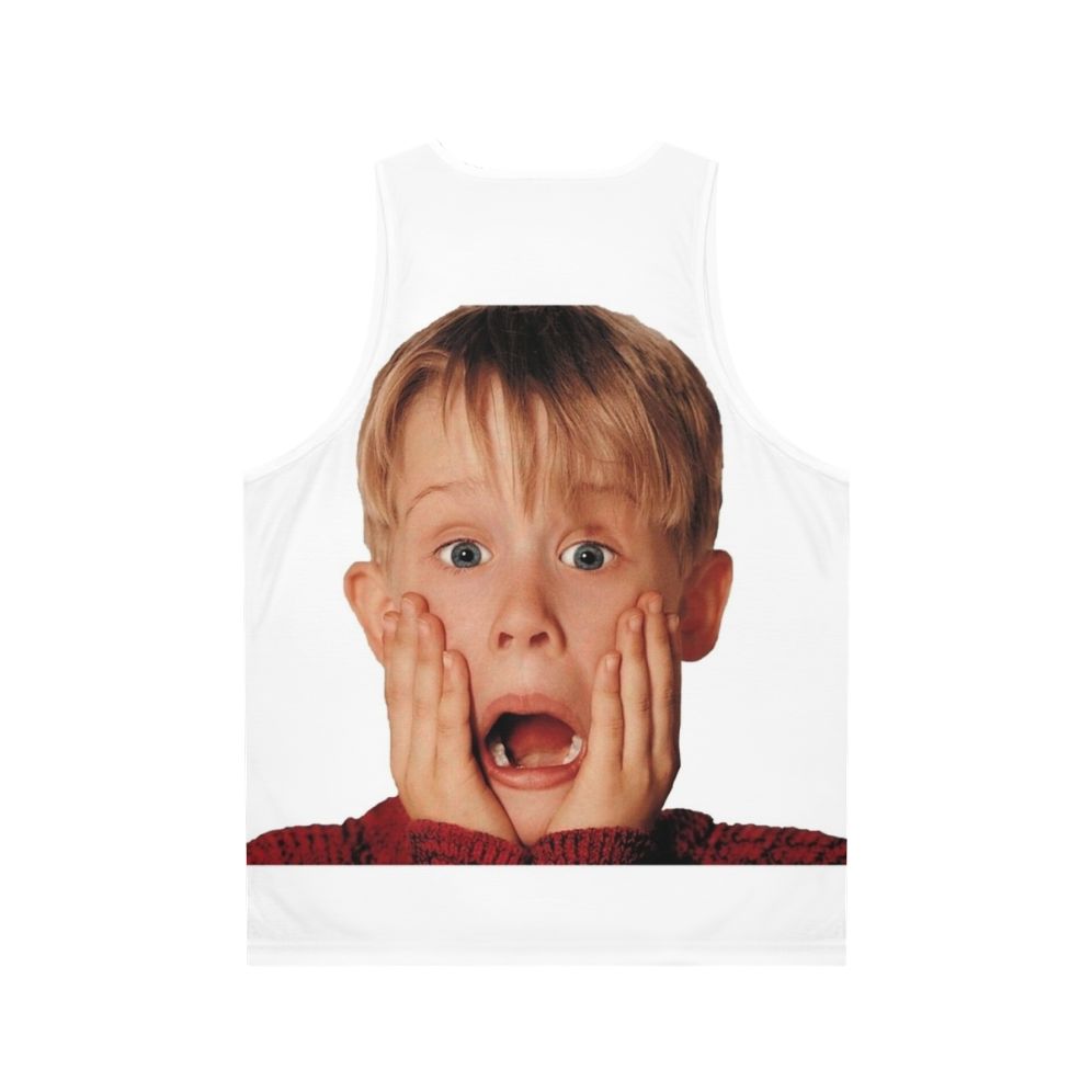 Macauly Culkin in his iconic "Home Alone" role on a unisex tank top - Back