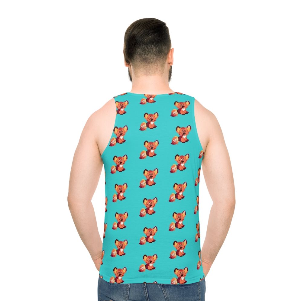 Neurodivergent ADHD fox unisex tank top with butterfly design - men back