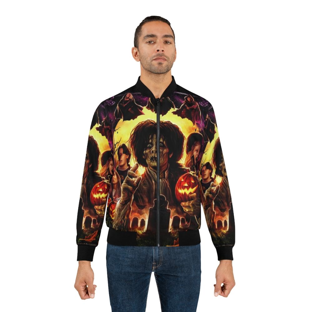 Vintage-inspired bomber jacket with Hocus Pocus-themed graphics and text - Lifestyle