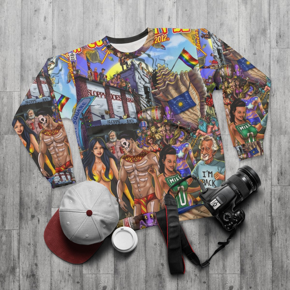 Shevibe's Key West Fantasy Fest Superhero Sweatshirt - flat lay