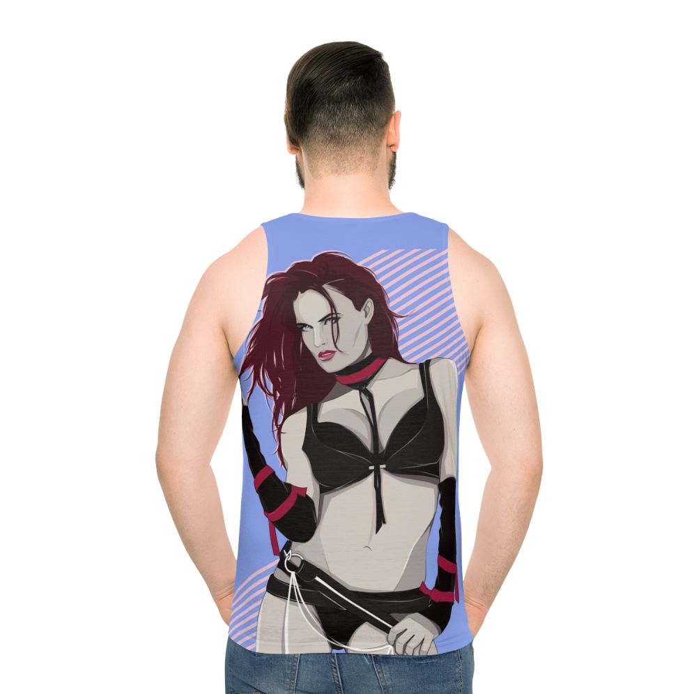 Fiery Diva Unisex Tank Top featuring pop art design for female wrestlers - men back