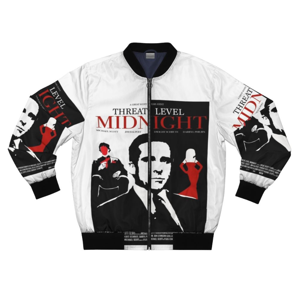 The Office: Threat Level Midnight Bomber Jacket featuring Michael Scott and Goldenface