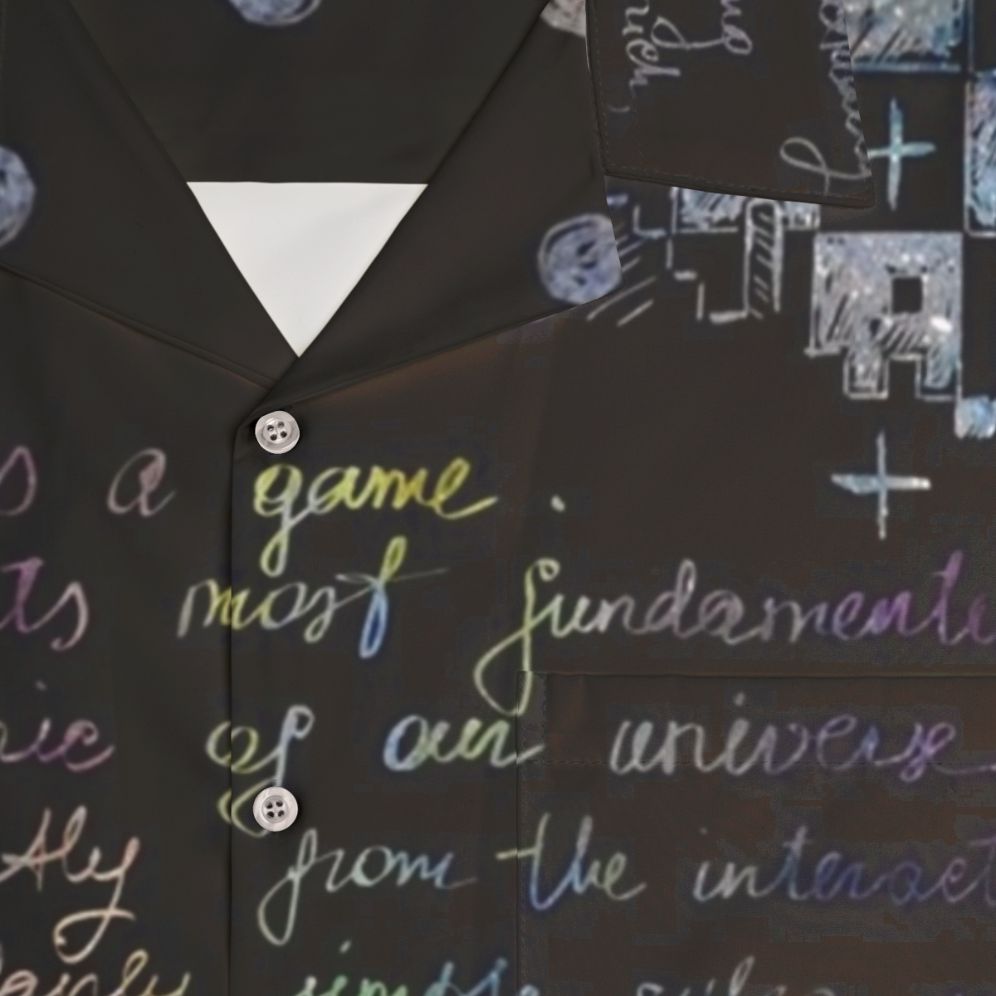 The Player of Games' sci-fi inspired Hawaiian shirt with chess board and handwritten design - Detail