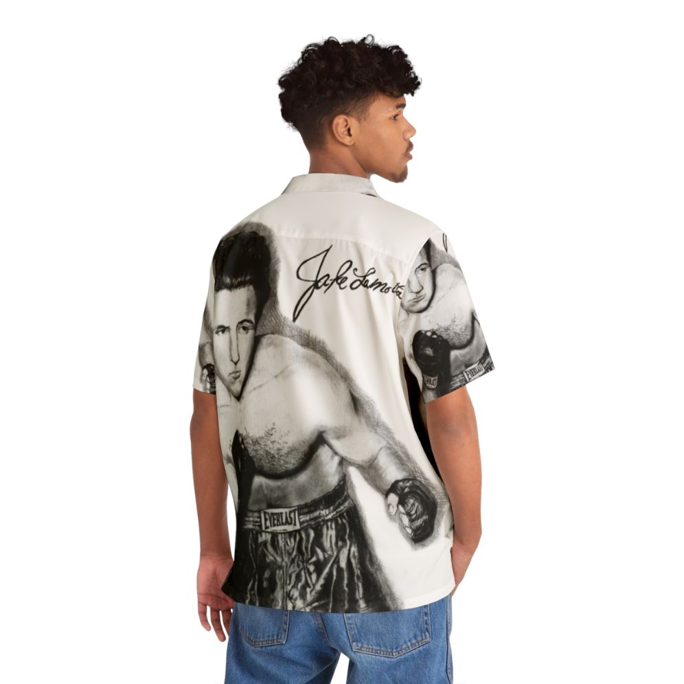 Vintage-style Hawaiian shirt with a raging bull and boxing design - People Back