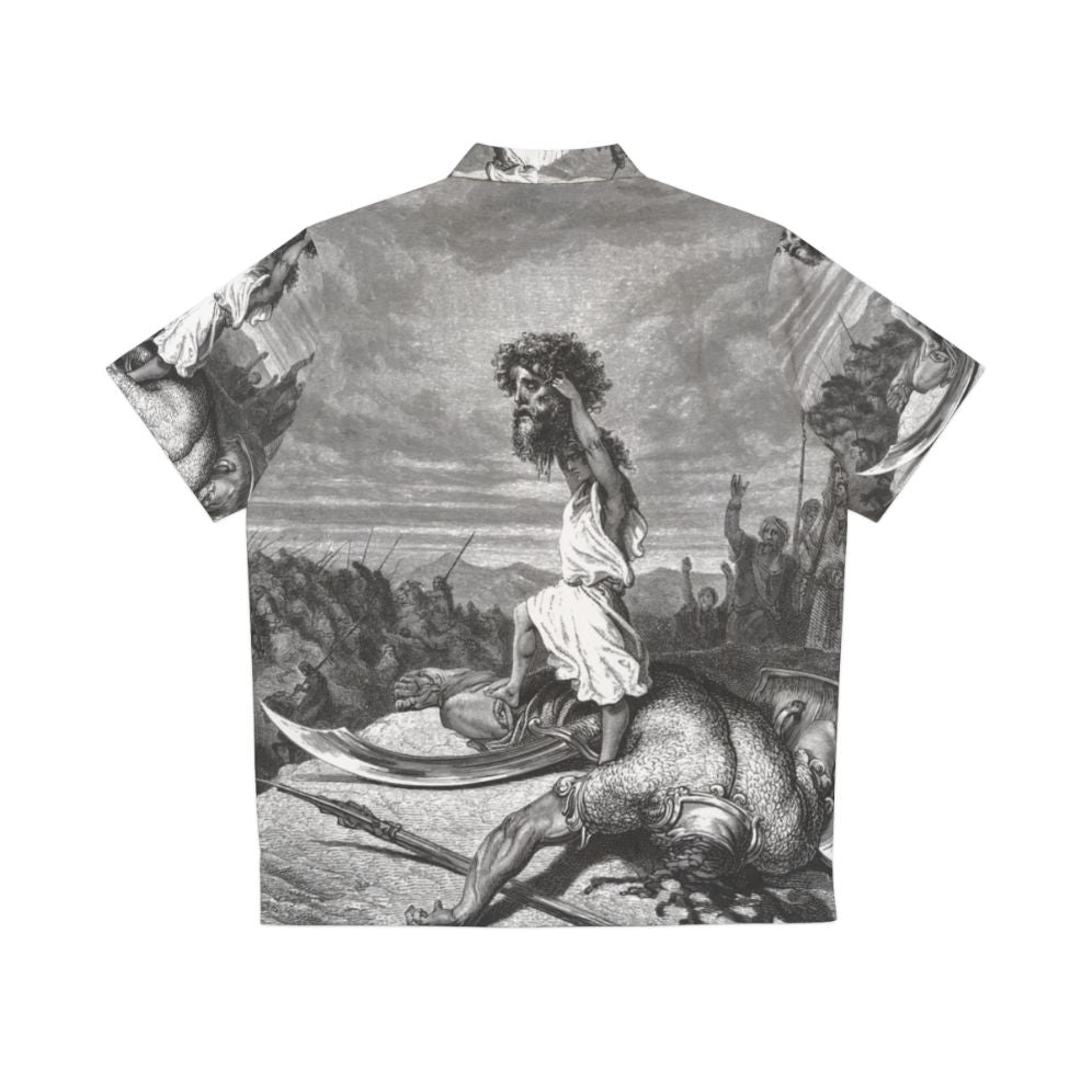 Davide E Golia Hawaiian Shirt featuring biblical David and Goliath design - Back