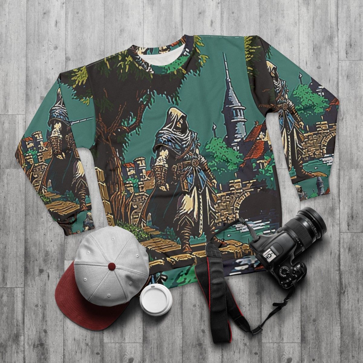 Assassins Creed Fan Art Sweatshirt - flat lay