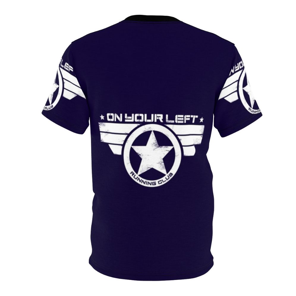 Distressed print t-shirt featuring captain america running club design - Back