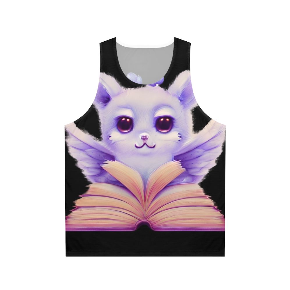 Unisex tank top with open book and legendary mythical creatures design