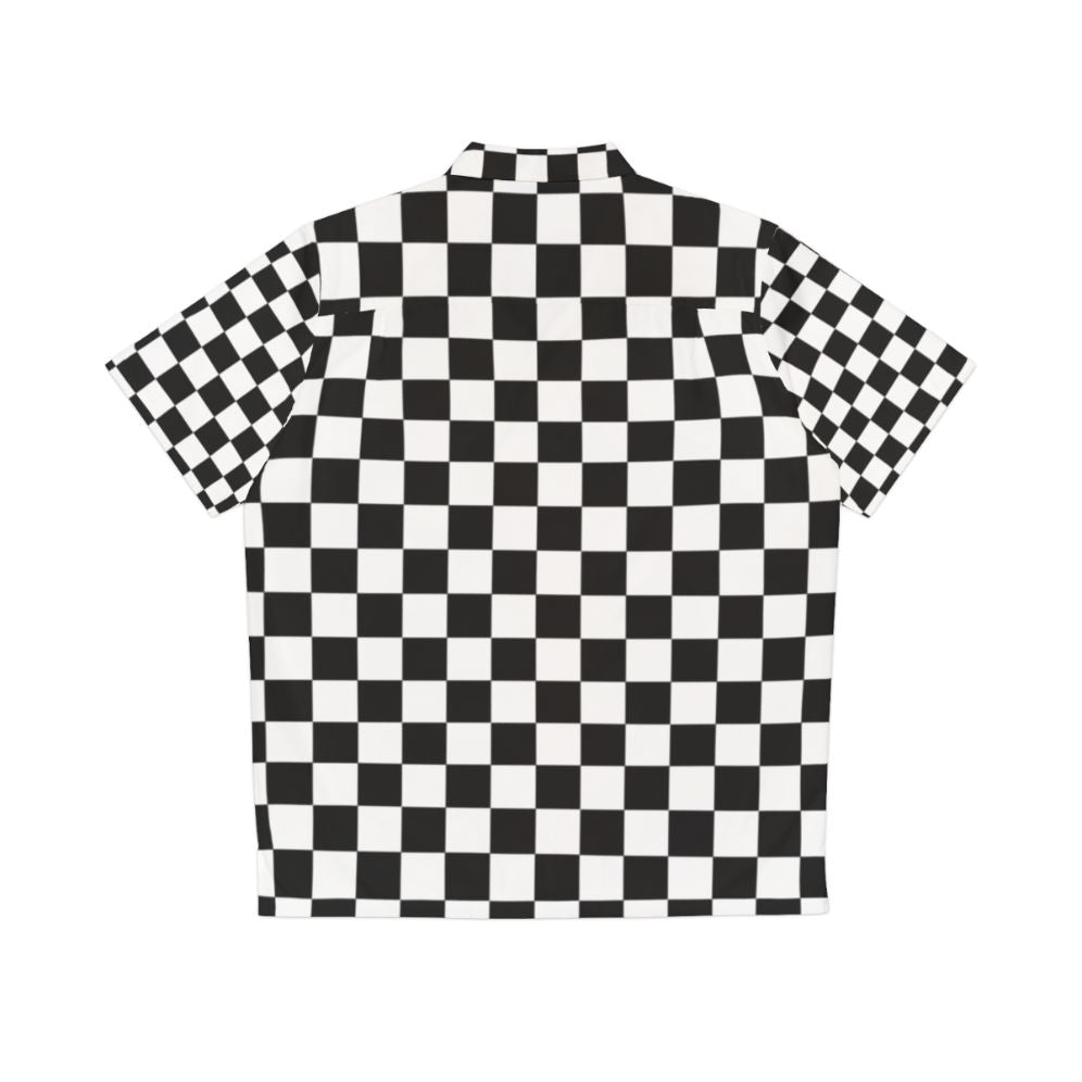 Black and White Checkered Hawaiian Shirt - Back