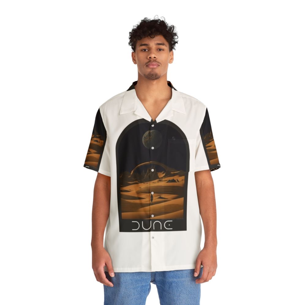 Dune inspired Hawaiian shirt with desert landscape design - People Front