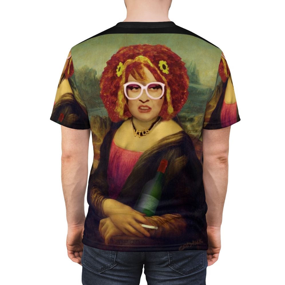 Moaner Linda inspired art-style graphic printed on a high-quality t-shirt - men back