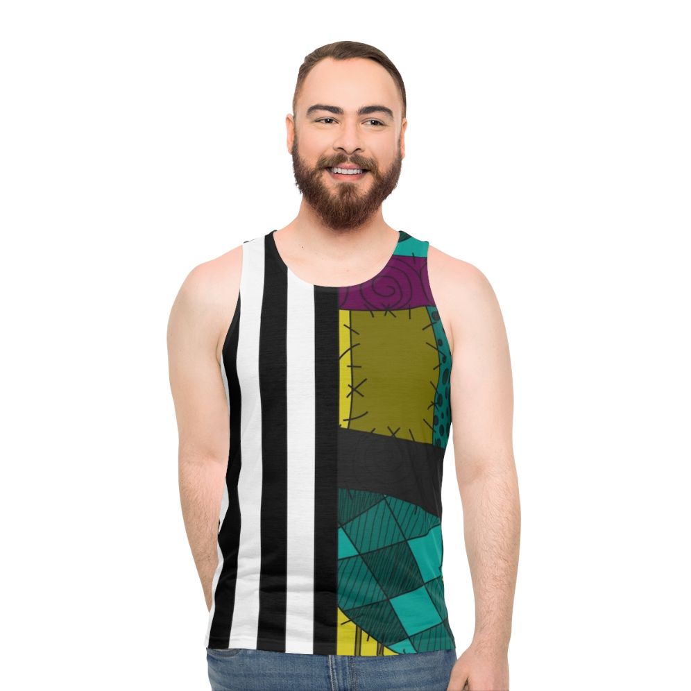 Jack Skellington and Sally Ragdoll Patchwork Unisex Tank Top - men