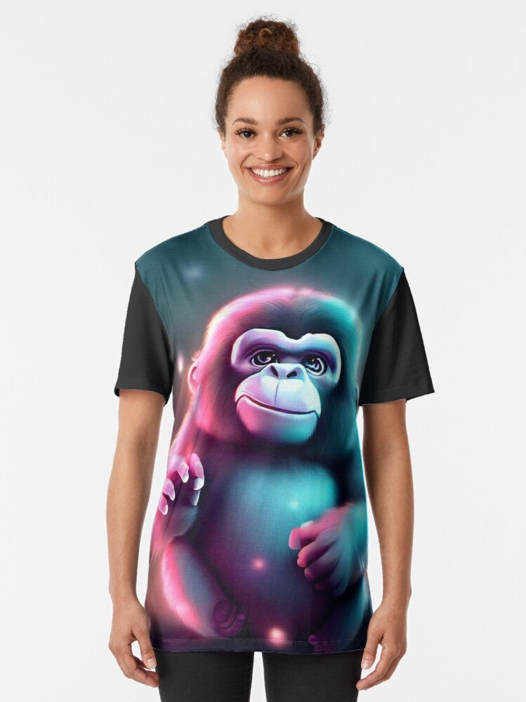 Cute and friendly cartoon-style gorilla graphic on a t-shirt - Women