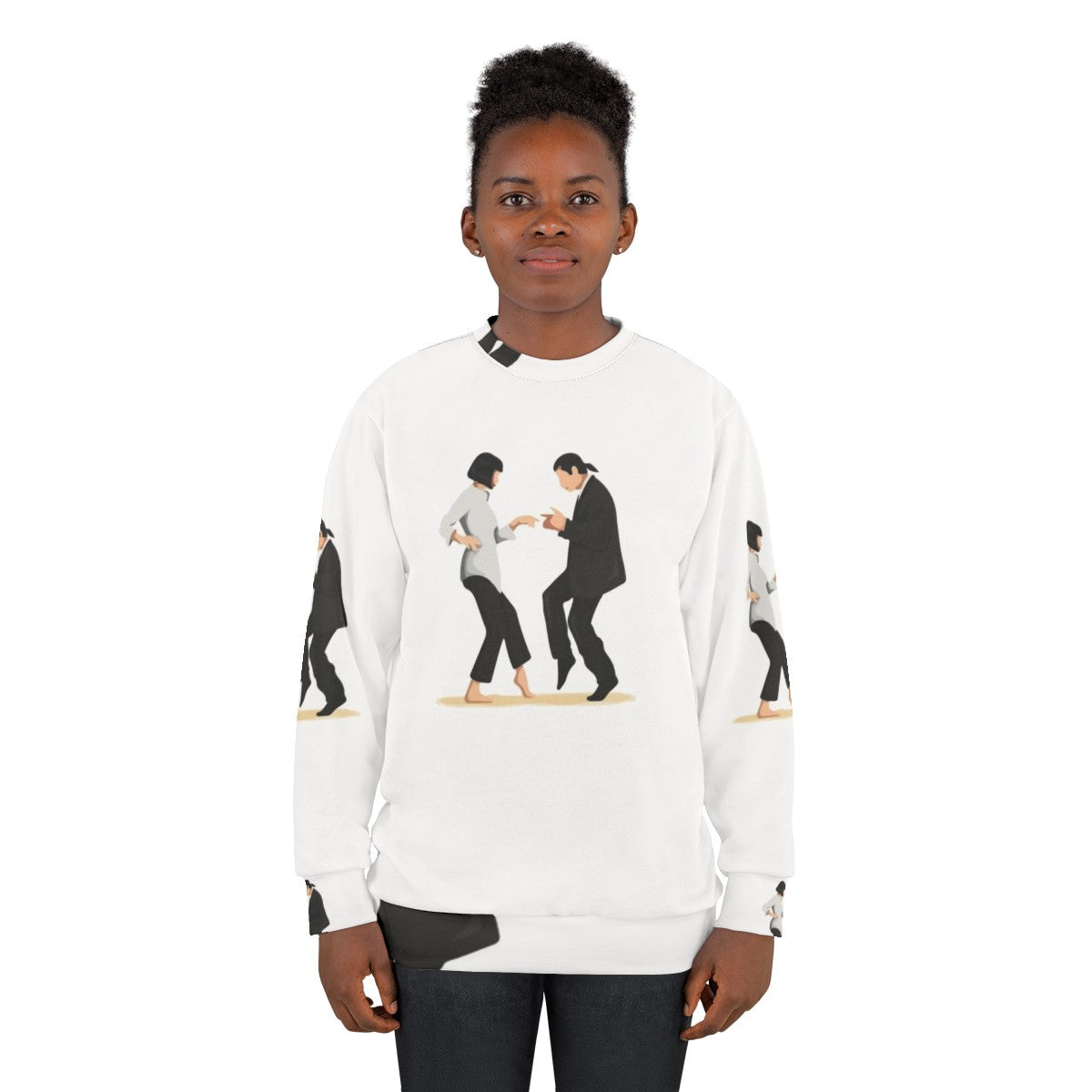 Pulp Fiction movie themed sweatshirt with digital art design - women