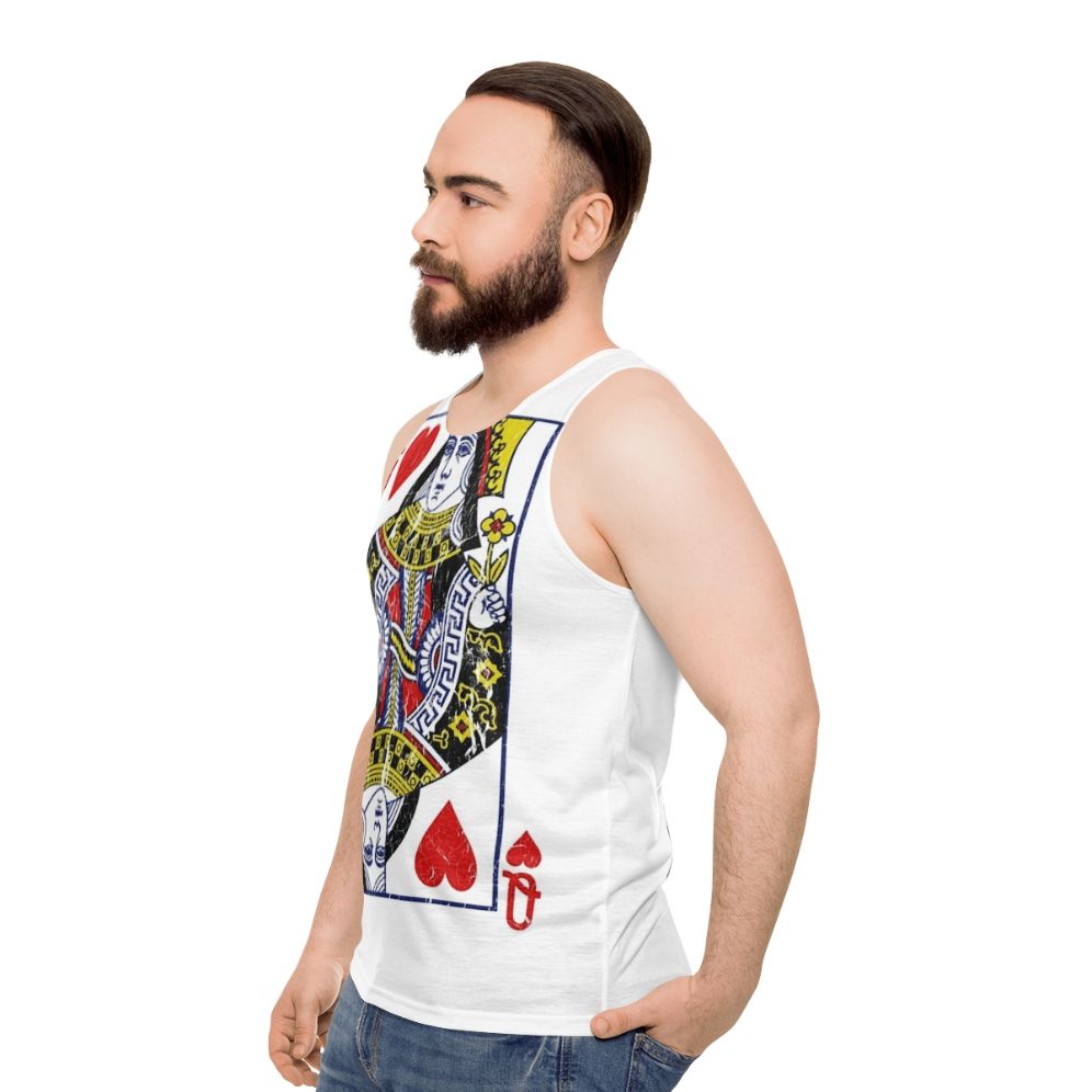 Queen of Hearts Playing Card Unisex Tank Top - men side