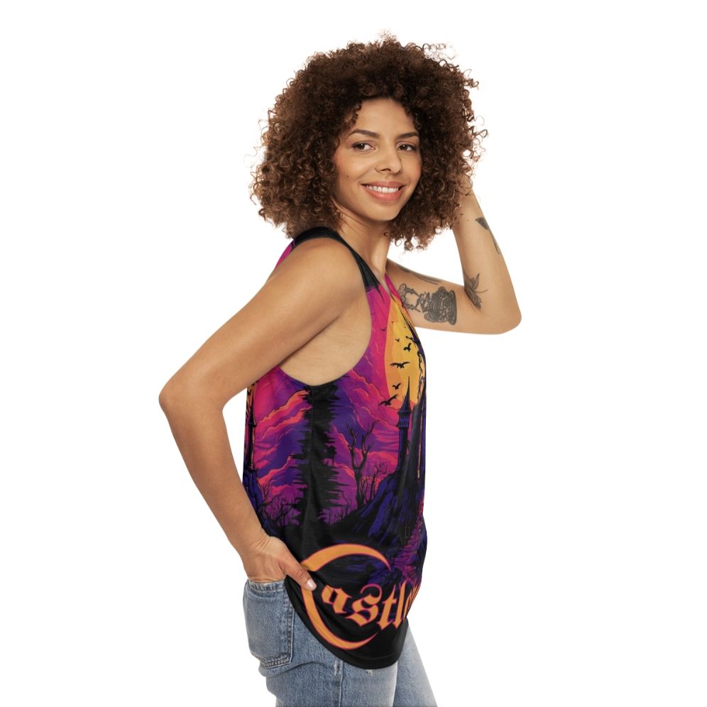 Vaporwave Castlevania Netflix Unisex Tank Top - women side