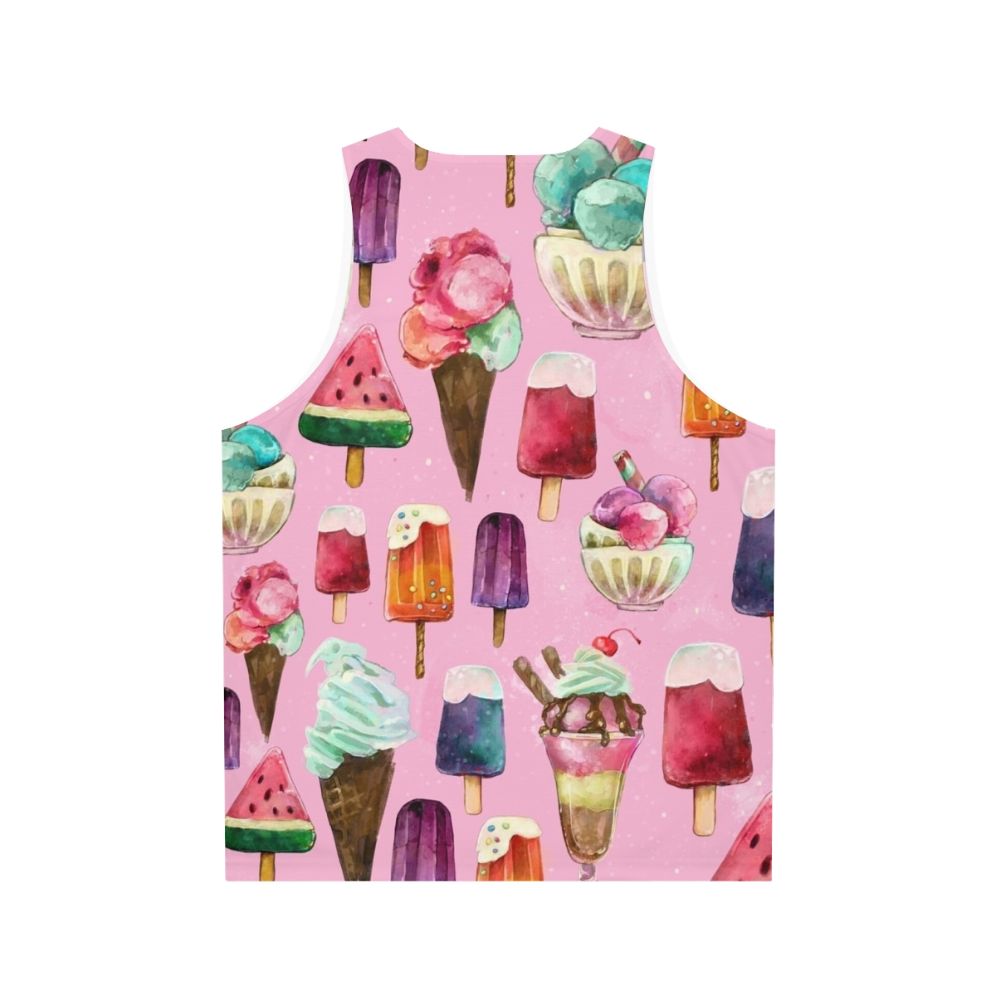 Model wearing an ice cream pattern unisex tank top - Back