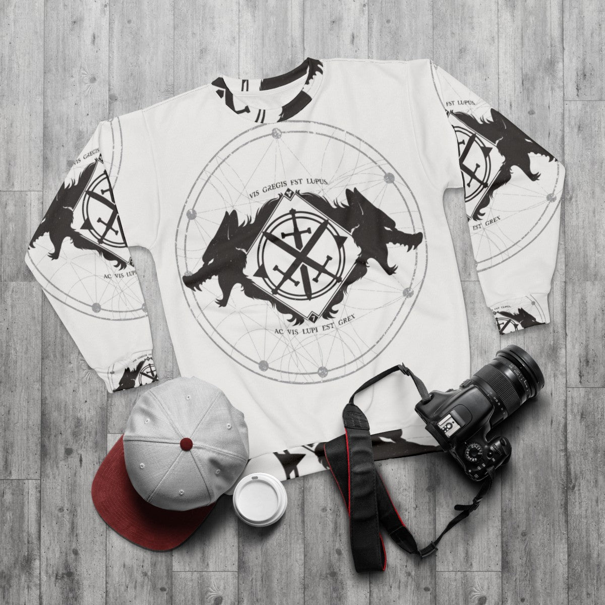 Destiny "Strength of the Wolf" Black and White Sweatshirt - flat lay