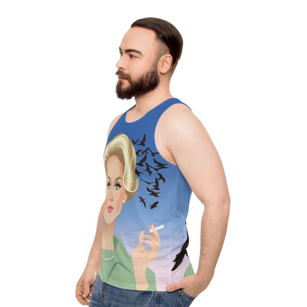 Tippi Unisex Tank Top inspired by Alfred Hitchcock's classic thriller - men side