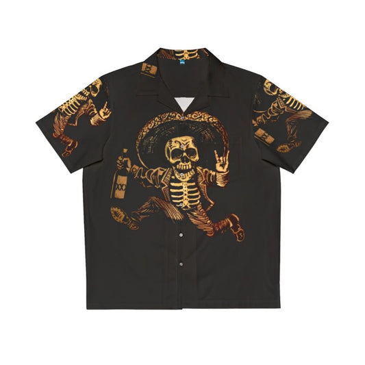 Day of the Dead Hawaiian Shirt with Mexican Folk Art Sugar Skull