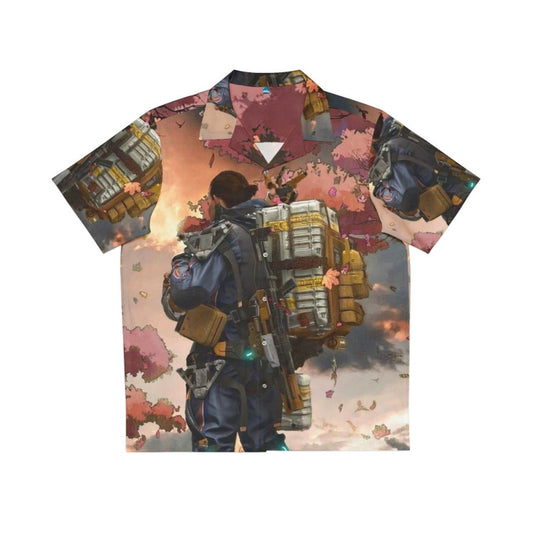 Death Stranding inspired Hawaiian shirt with floral design