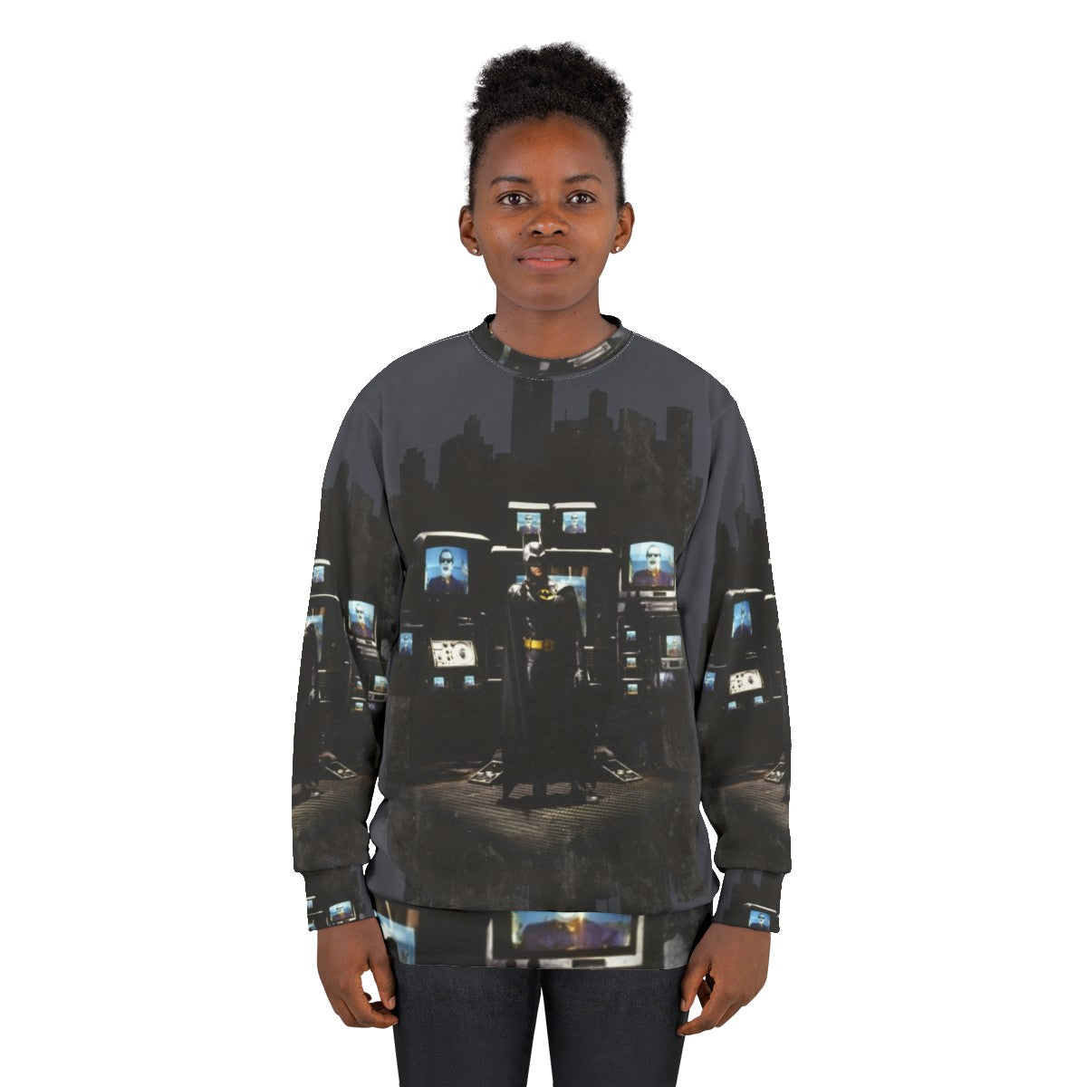 Heroic Bat City Sweatshirt with Superhero Graphic - women