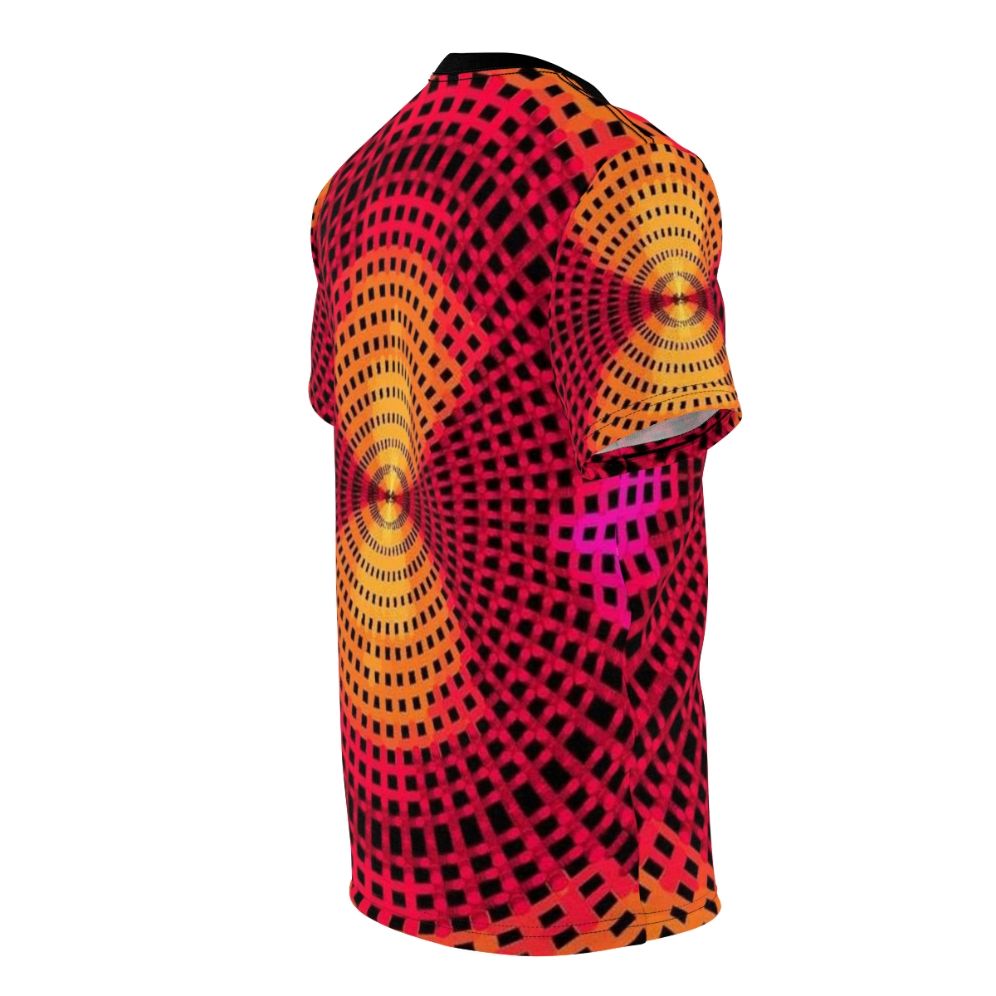 A t-shirt featuring a vibrant, concentric circle pattern in a modern, abstract design. - men right