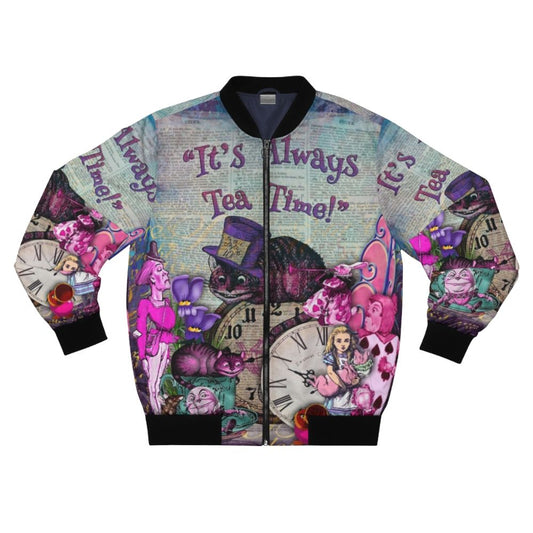 Vintage Alice in Wonderland inspired bomber jacket