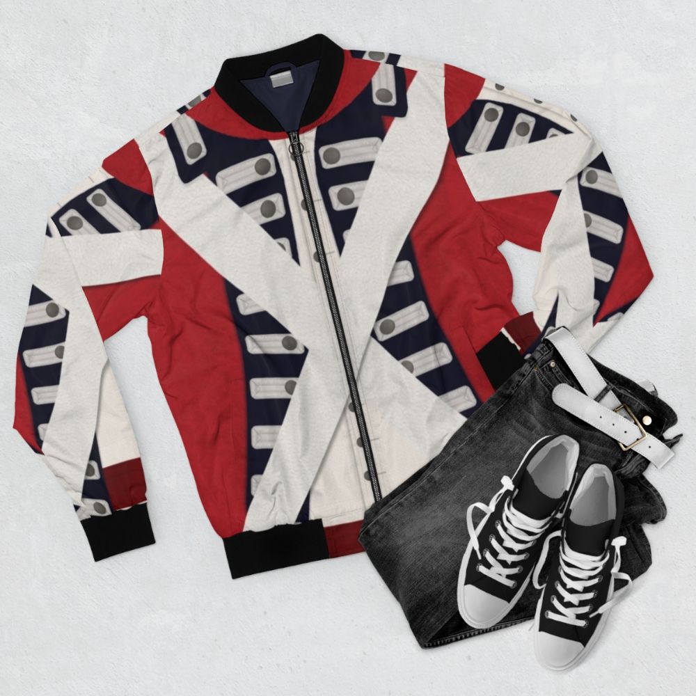 British Redcoat Bomber Jacket with historical design - Flat lay