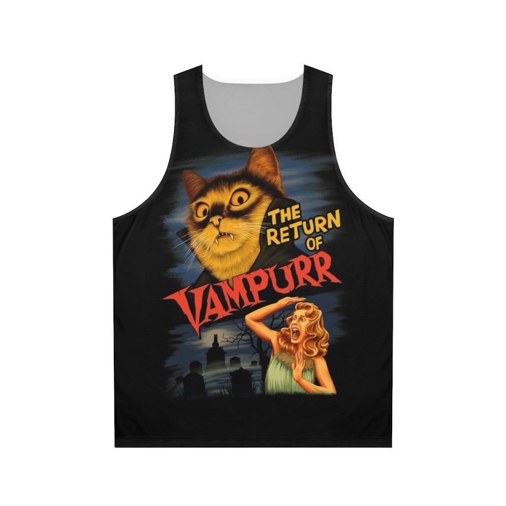 Spooky vampire cat unisex tank top