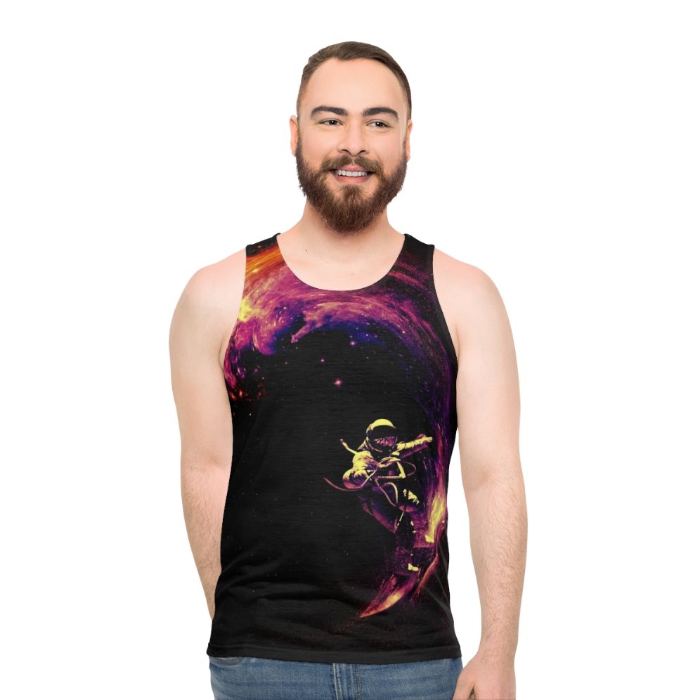 Cosmic surfing unisex galaxy tank top - men