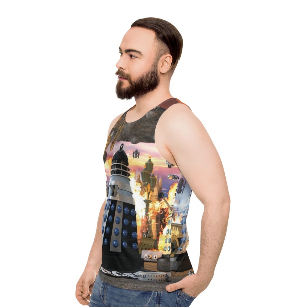 Unisex Stripey 'Earth Invasion' Tank Top - men side