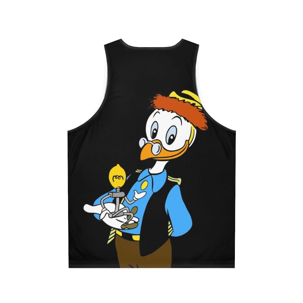 Unisex tank top for inventors and masterminds, featuring Gyro Gearloose - Back