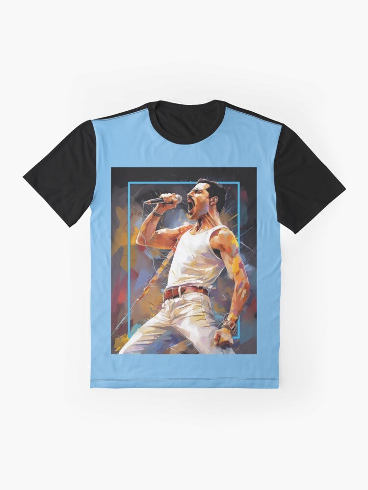 Freddie Mercury Queen graphic t-shirt with the text "Mercury Rising" - Flat lay