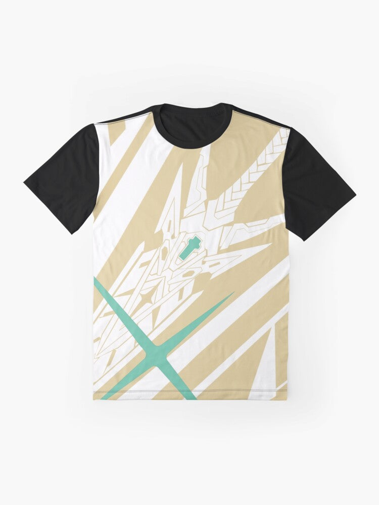 Xenoblade Chronicles The Aegis (Mythra) Graphic T-Shirt featuring the Aegis Mythra from the popular video game series. - Flat lay