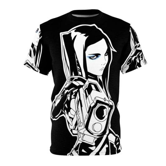 Anime sci-fi character t-shirt featuring the character Re L Mayer from the series Ergo Proxy.