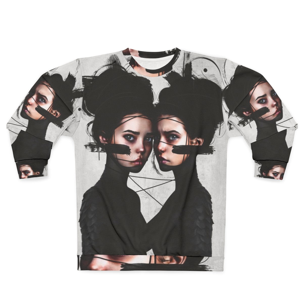 Gemini Zodiac Sweatshirt with Realistic Portrait Design