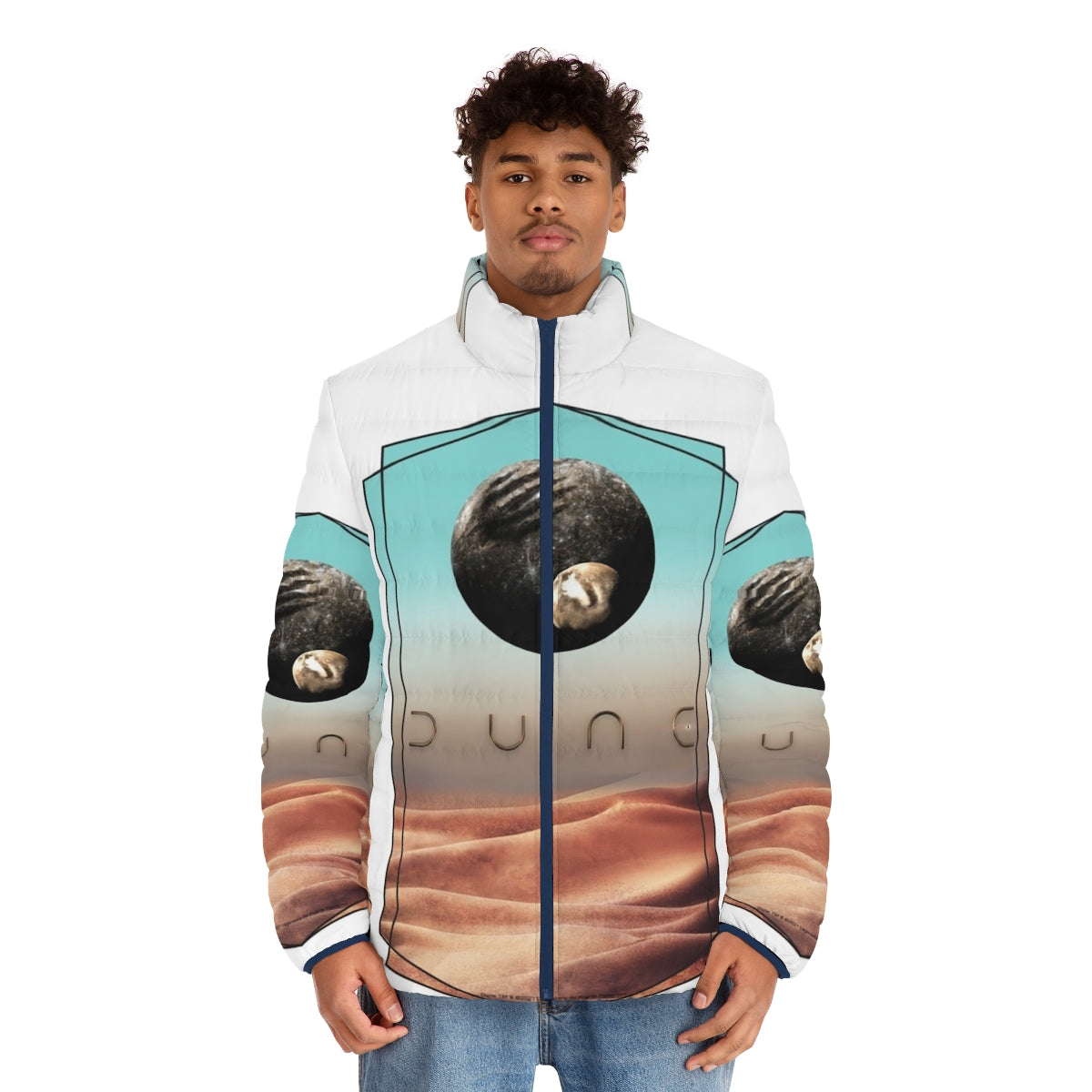 Dune 2020 Puffer Jacket, featuring sci-fi inspired design for Dune fans - men front