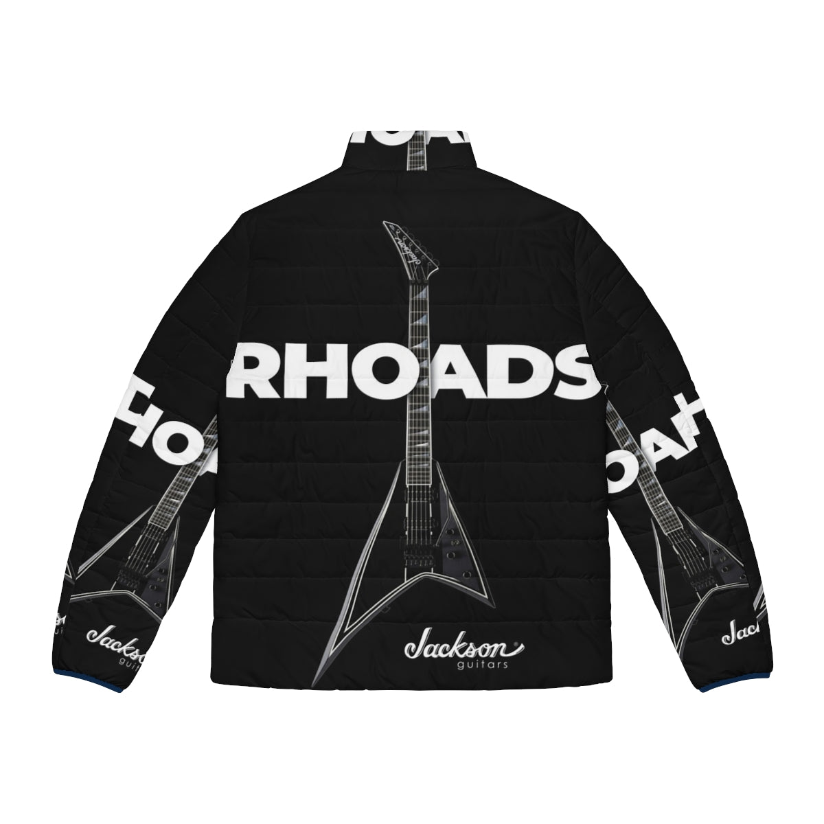 Randy Rhoads Iconic Jackson Puffer Jacket featuring heavy metal guitar design - Back