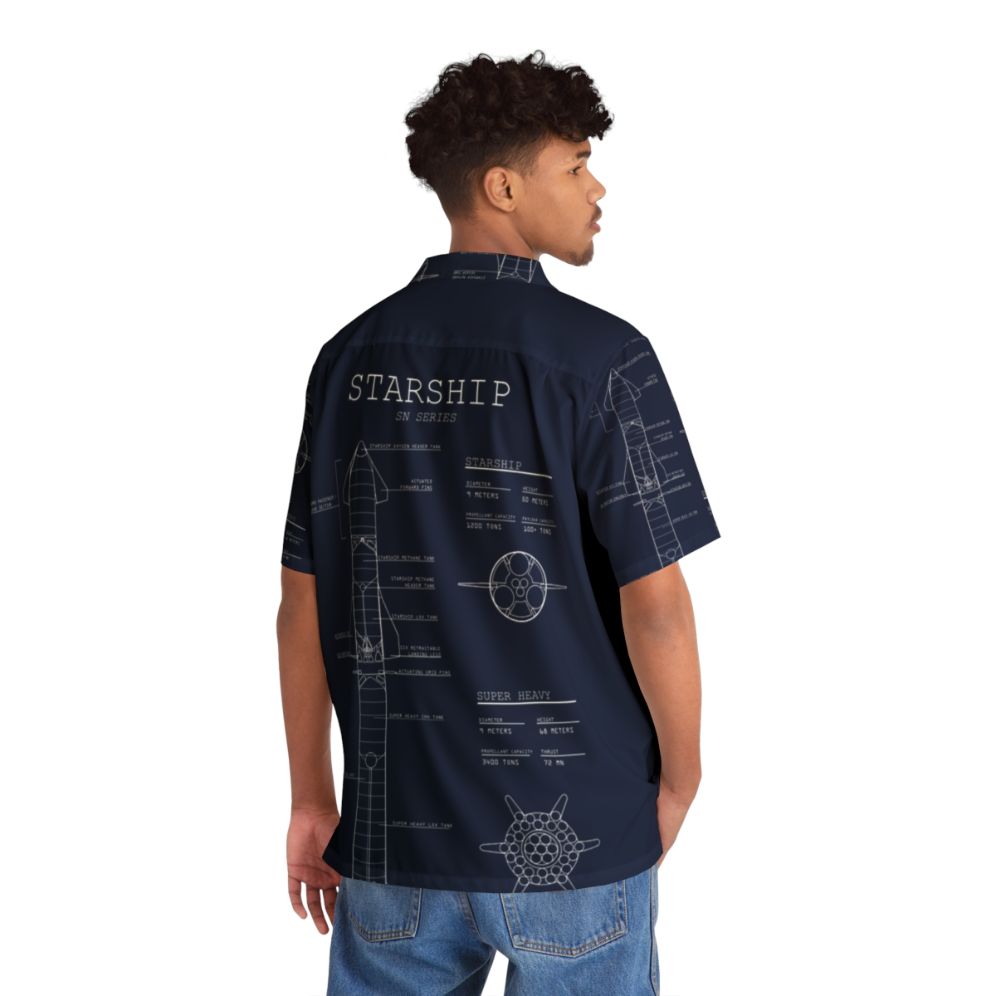 Spacex Starship Superheavy Blueprint Hawaiian Shirt - People Back