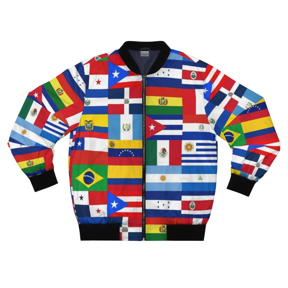 Latin America Bomber Jacket featuring flags of Latin American countries