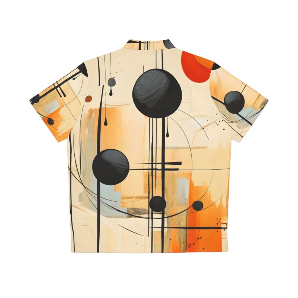 Autumn Abstract Neutral Hawaiian Shirt featuring modern art design - Back