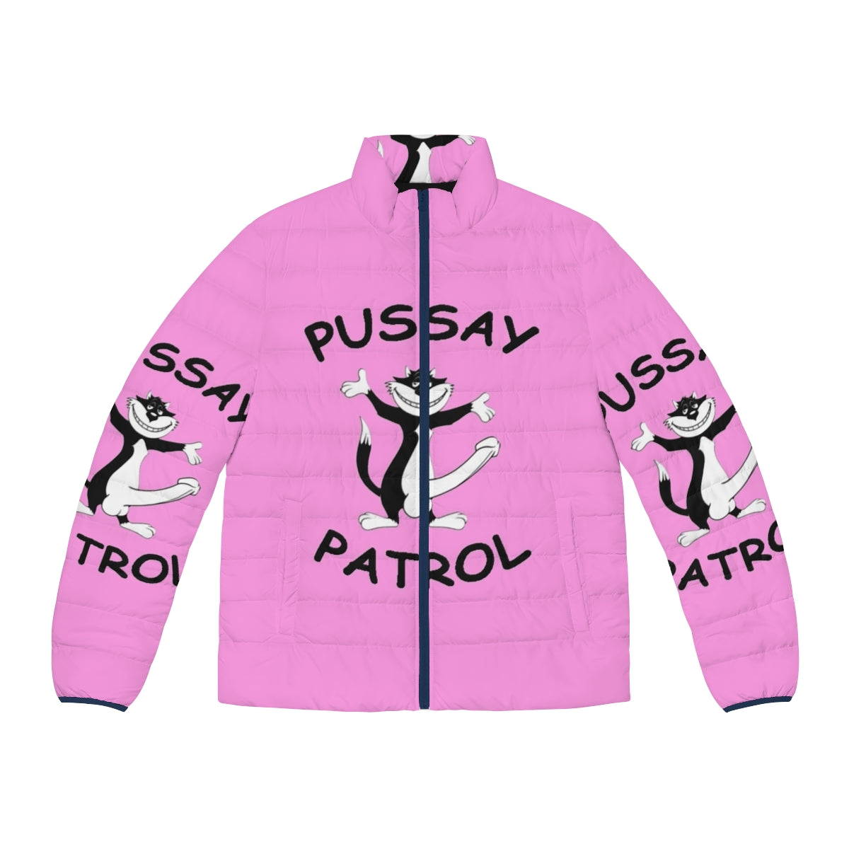 Pussycat puffer jacket with Tura Satana's dark and gothic inspired design